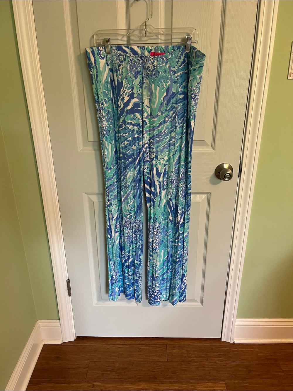 Lilly Pulitzer Aqua, Teal & Blue Floral Palazzo Pants